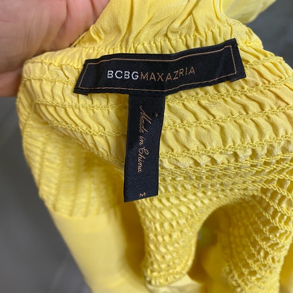 BCBGMaxAzria 100% Silk Yellow Halter Top Ruffles Open Back V-Neck Sleeveless - Picture 4 of 5